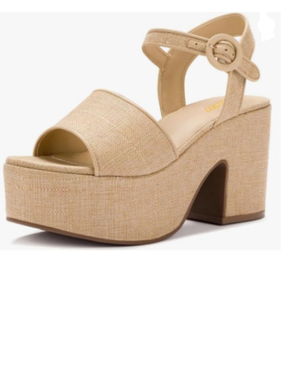 Pazzion Khaki Chunky High Heel Platform Sandals Open Toe Ankle Strap Buckle Shoe